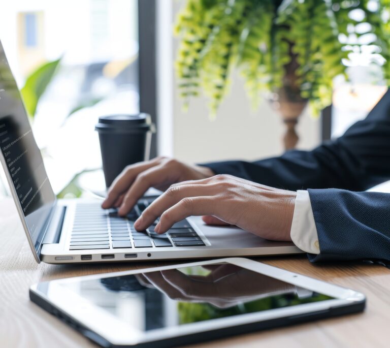 Manager Using Laptop